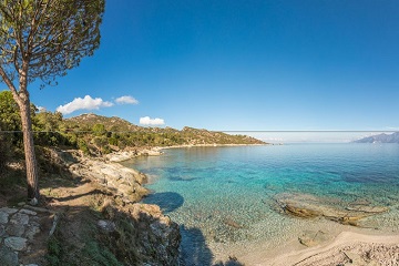 Panoramic view of coastline of Desert des Agriates in Corsica