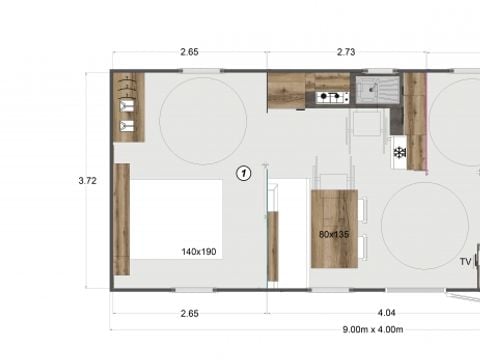 MOBILHOME 4 personnes - Mobil-home PREMIUM - 33m² - 2 chambres + Climatisation (accessible PMR)