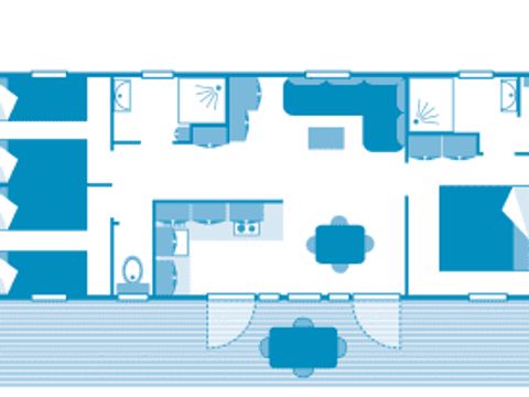 MOBILHOME 6 personnes - Cottage PROVENCAL 6p 3ch 2 Sdb Clim ****