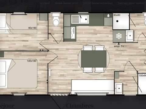MOBILHOME 7 personnes - Prestige - 3 chambres
