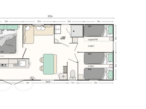 Mobilhome 10 personnes - Prestige Plus Suite avec Jacuzzi - 5 chambres
