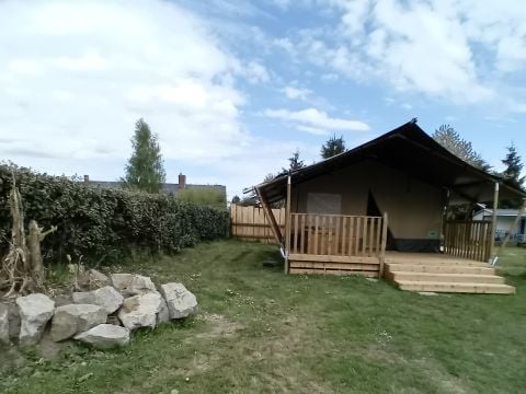 TENTE TOILE ET BOIS 4 personnes - Woody 25 Confort Safari Lodge Tente Salle de bain - 2 chambres