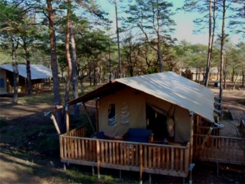 Tente en toile et en bois 4 personnes - Tente Lodge - 4 places - PMR