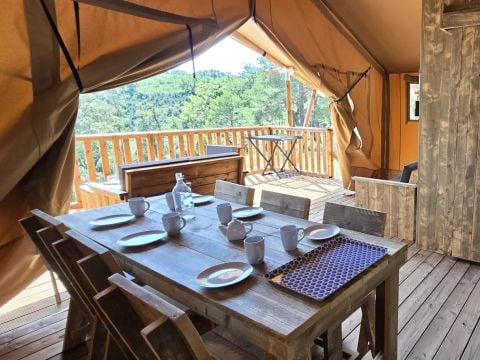 TENTE TOILE ET BOIS 5 personnes - Tente Lodge 3 Pièces 