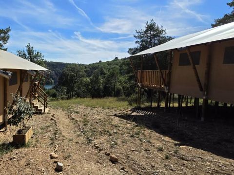 Tente en toile et en bois 5 personnes - Tente Lodge 3 Pièces