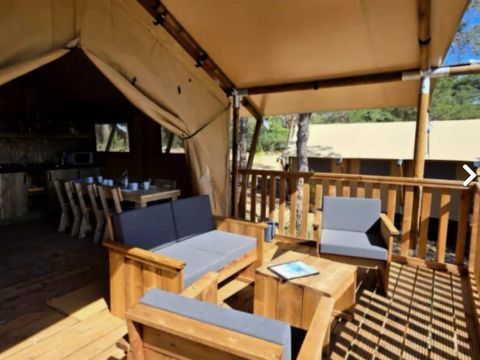 TENTE TOILE ET BOIS 5 personnes - Tente Lodge 3 Pièces 