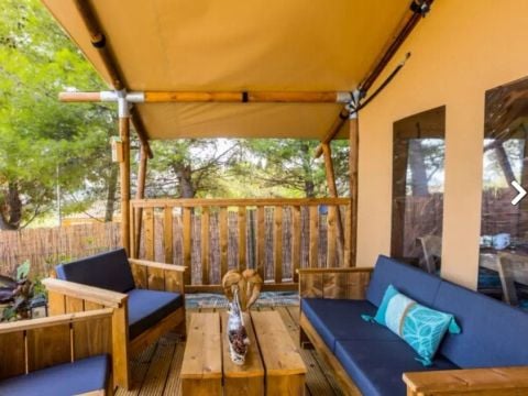 TENTE TOILE ET BOIS 5 personnes - Tente Lodge 3 Pièces 