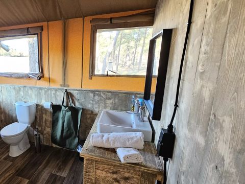 TENTE TOILE ET BOIS 4 personnes - Tente Lodge 3 Pièces 4 Personnes PMR