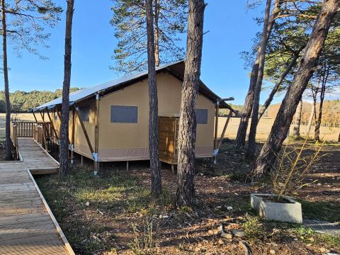 TENTE TOILE ET BOIS 4 personnes - Tente Lodge 3 Pièces 4 Personnes PMR