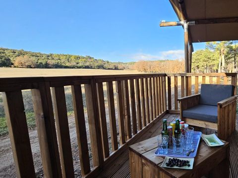 TENTE TOILE ET BOIS 4 personnes - Tente Lodge 3 Pièces 4 Personnes PMR