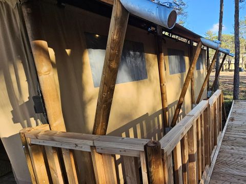 TENTE TOILE ET BOIS 4 personnes - Tente Lodge 3 Pièces 4 Personnes PMR