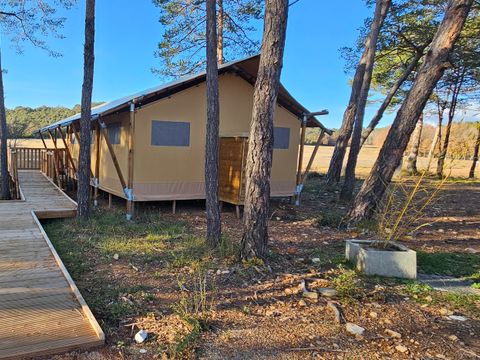 Tente en toile et en bois 4 personnes - Tente Lodge - 35 m² - 2 chambres - PMR