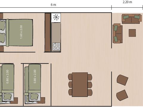 Tente en toile et en bois 5 personnes - Cikat - Safari tent Lodge - 6P