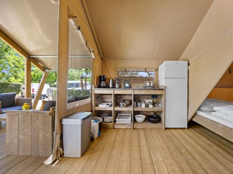 Tente en toile et en bois 5 personnes - Baska - Tente Safari Confort + climatisation