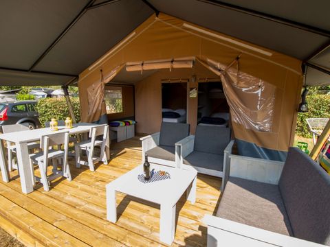 TENTE TOILE ET BOIS 5 personnes - Baska - Tente Safari Confort + climatisation