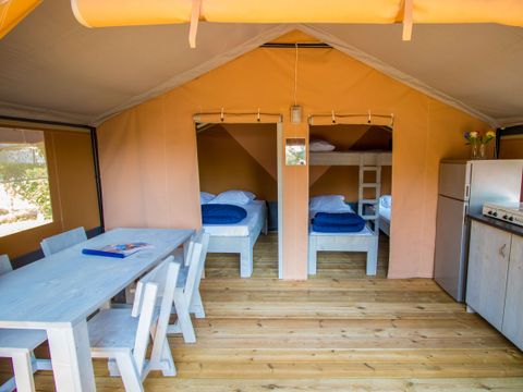 Tente en toile et en bois 5 personnes - Baska - Tente Safari Confort + climatisation