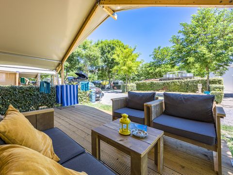 Tente en toile et en bois 5 personnes - Baska - Tente Safari Confort + climatisation