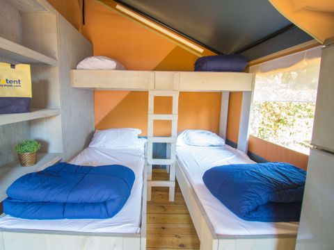 Tente en toile et en bois 5 personnes - Baska - Tente Safari Confort + climatisation