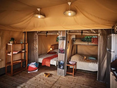 Tente en toile et en bois 5 personnes - Tente Lodge - 3 Pièces - Sans Sanitaires