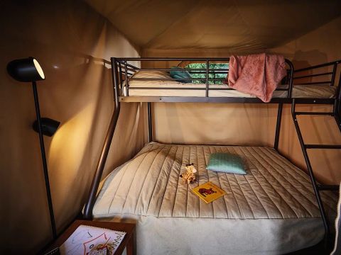 Tente en toile et en bois 5 personnes - Tente Lodge - 3 Pièces - Sans Sanitaires