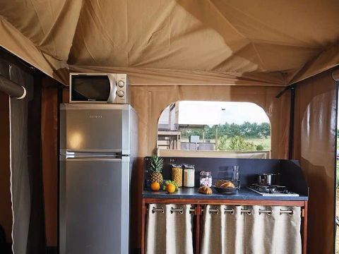 Tente en toile et en bois 5 personnes - Tente Lodge - 3 Pièces - Sans Sanitaires
