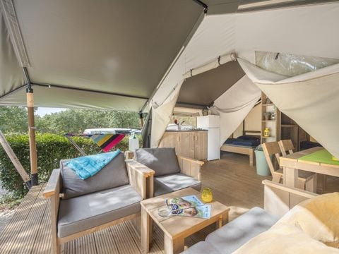 Tente en toile et en bois 5 personnes - Naturist Solaris - Tente Safari Confort