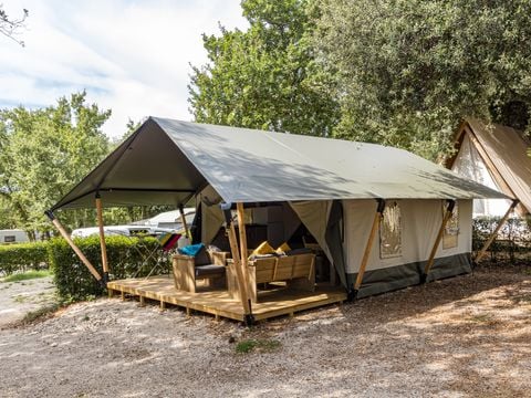Tente en toile et en bois 5 personnes - Naturist Solaris - Tente Safari Confort