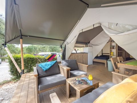 Tente en toile et en bois 5 personnes - Naturist Solaris - Tente Safari Confort