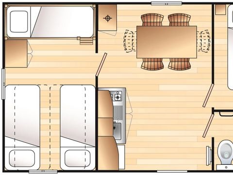 MOBILHOME 5 personnes - CLASSIC 2 chambres (TV - terrasse 12m² - superficie 26m²)