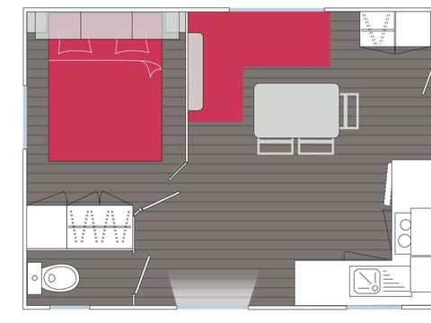 Mobilhome 5 personnes - COSY 2 chambres (TV - terrasse 12m² - superficie 28m²)