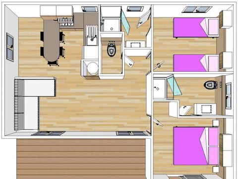 CHALET 4 personnes - Vacances 2Ch 4/6p (2 personnes supplémentaires possible en supplément contacter le camping)