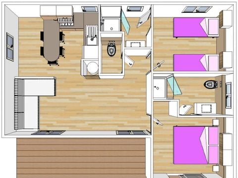 CHALET 4 personnes - Vacances 2Ch 4/6p (2 personnes supplémentaires possible en supplément contacter le camping)