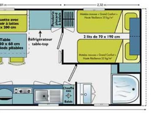 Mobilhome 4 personnes - Mougins - Altair - 2 CHAMBRES 25m² Vue Mer