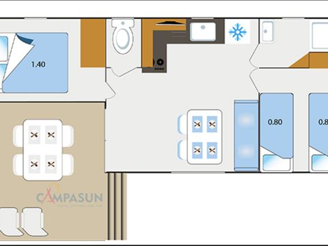 Mobilhome 4 personnes - Provence - 4 pers - 2ch - Clim/TV - 26m2