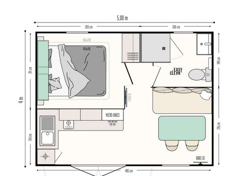 MOBILHOME 2 personnes - Mobil home Premium - 1 chambre - terrasse semi-couverte vue mer