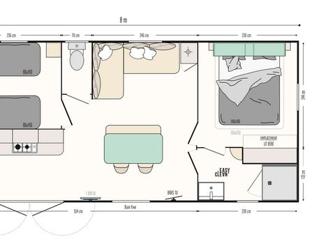 Mobilhome 4 personnes - Mobil home Premium - 2 chambres - terrasse semi-couverte