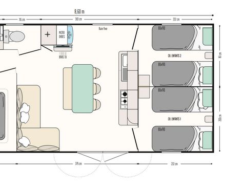 MOBILHOME 6 personnes - Mobil home Premium - 3 chambres - terrasse semi-couverte vue mer
