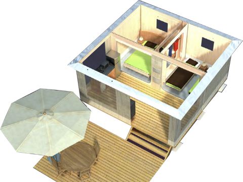 TENTE 5 personnes - Tente équipée - 2 chambres