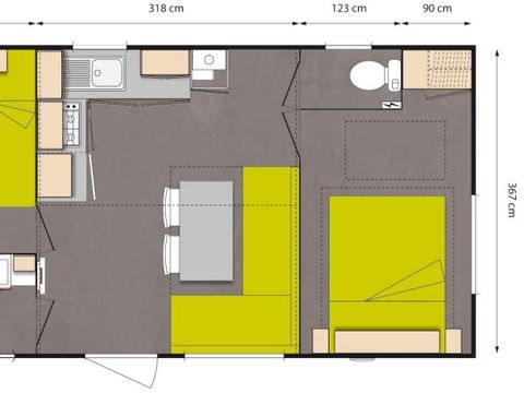 MOBILHOME 6 personnes - Premium Verveine - 2 chambres + terrasse 11.25 m²