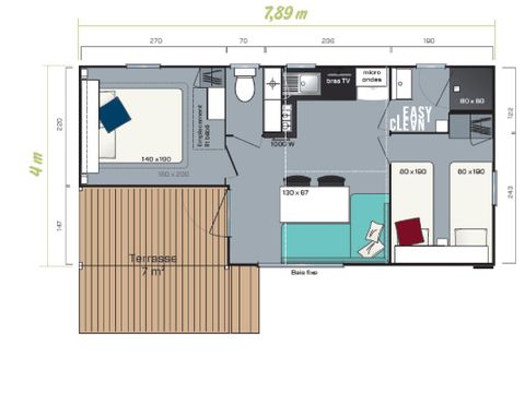 MOBILHOME 4 personnes - Mobil-home Premiun Loggia 32m² 2 chambres - Arrivée le Samedi en Juillet et Août