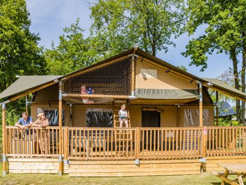 Tente en toile et en bois 9 personnes - Tente Safari 9 personnes - 4 chambres