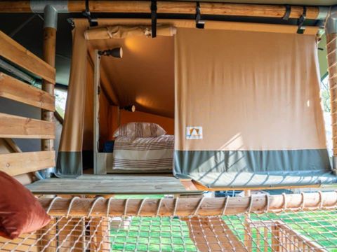 Tente en toile et en bois 9 personnes - Tente Safari 9 personnes - 4 chambres