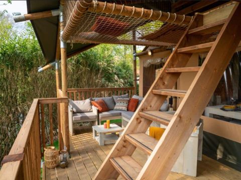 Tente en toile et en bois 9 personnes - Tente Safari 9 personnes - 4 chambres