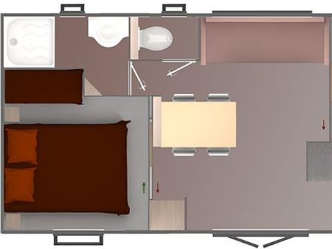 MOBILHOME 6 personnes - COTTAGE D 27m² / 2 chambres - terrasse couverte