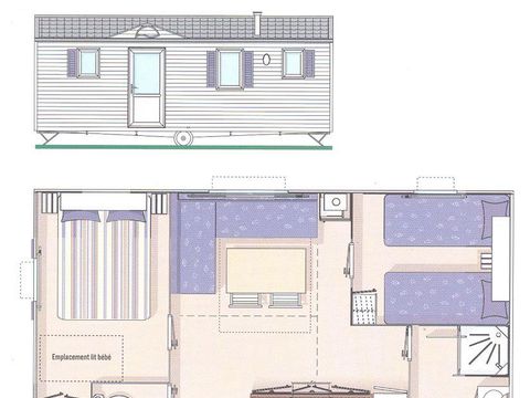 Mobilhome 4/6 personnes - Standard 27m² / - 2 chambres - TV - Terrasse non couverte