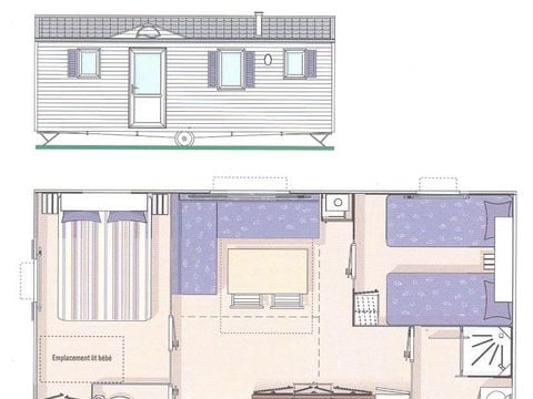 MOBILHOME 6 personnes - Mobil home Standard 27m² / 2 chambres + TV + Terrasse non couverte 4/6 pers