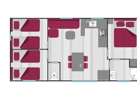 Mobilhome 6 personnes - Mobilhome Confort Belledonne 3 chambres 6 personnes 32m² 2/6 pers