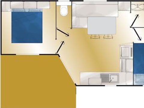 MOBILHOME 5 personnes - Confort 2 chambres - Terrasse semi couverte