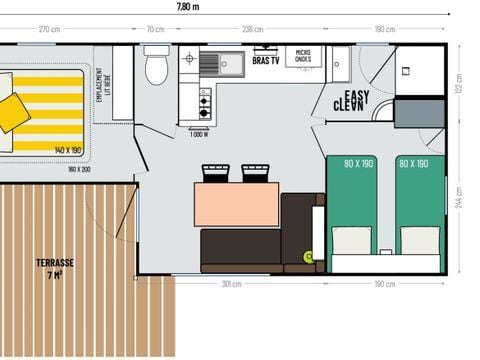 MOBILHOME 5 personnes - Cottage GUIRIDEN Premium 1 à 5 p.