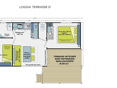 MOBILHOME 4 personnes - Loggia 25m² + terrasse - 2 chambres